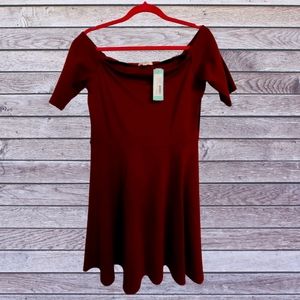Nine Britton Burgandy of the Shoulder Dress
